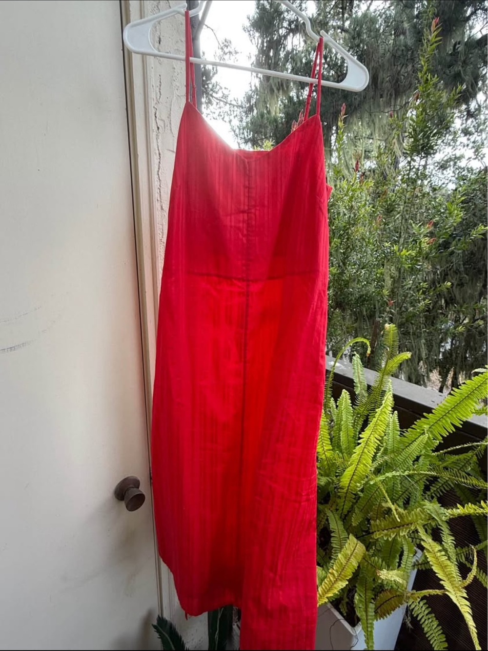 Jigsaw Red Spaghetti-Strap Cotton Dress